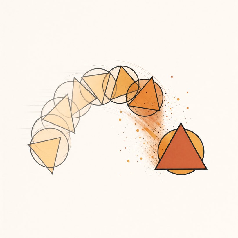 A geometric logo mark animating through a sequence of shapes